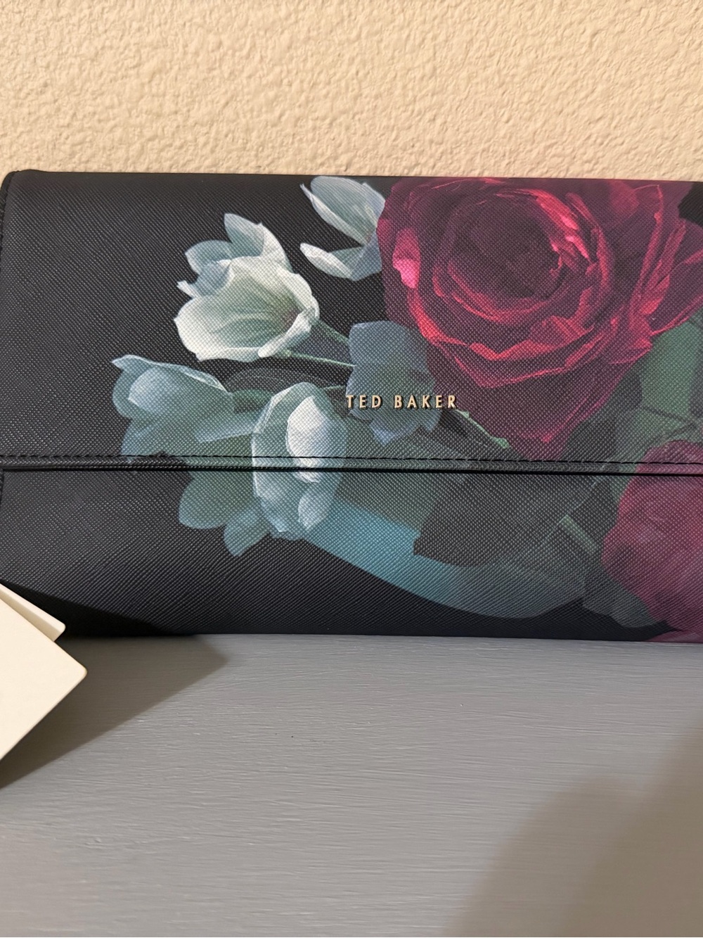 Ted Baker Black Floral Rose-Print Clutch